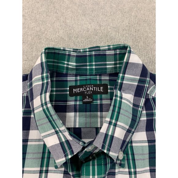 J Crew Mercantile Flex Cotton Blend‎ Plaid Button Down Shirt (Men's Large) Green - Picture 3 of 12